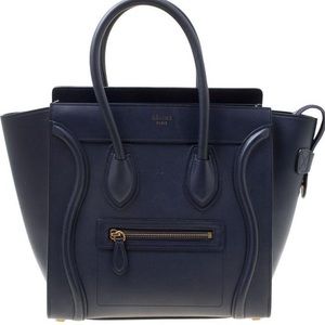 Celine Luggage Tote Mini in Navy Blue